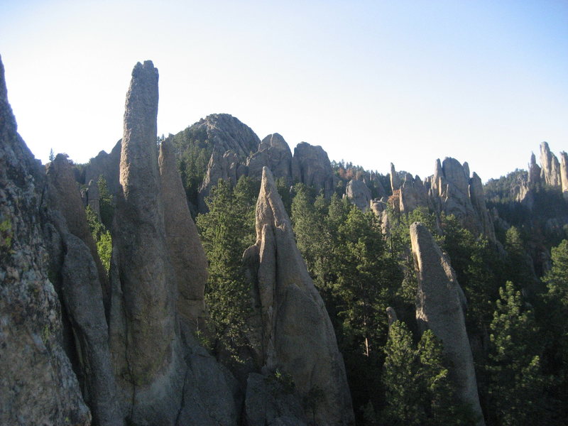Needles, South Dakota. Tricouni Nail (Cerberus) 5.8 with Tracy in July.