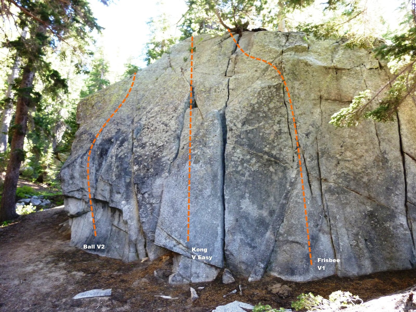 Horseshoe Slabs Boulder, North Face Left Topo