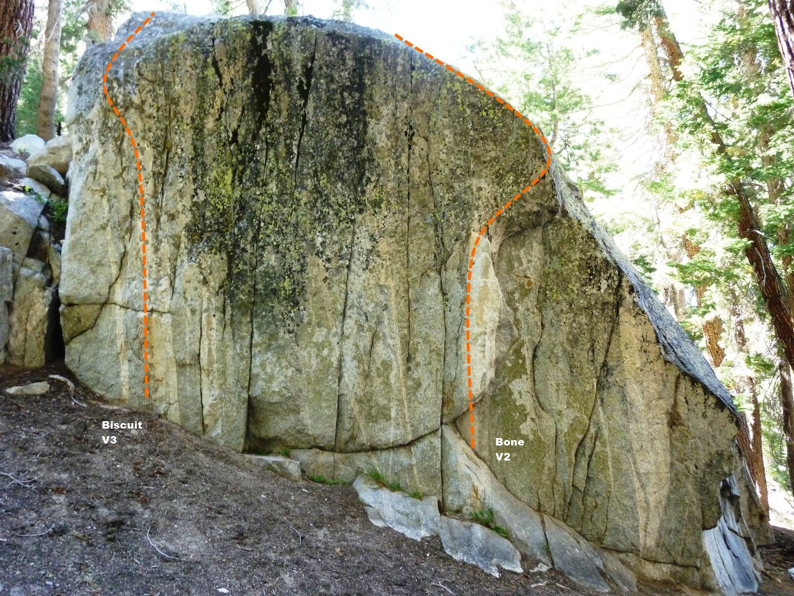 Horseshoe Slabs Boulder, East Face Topo