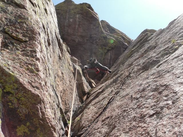 Great stemming corner on pitch 4 below the huge roof.