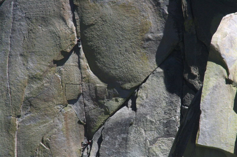 Sheila on lead on Igor Unchained with Nathan on belay. 8-21-10