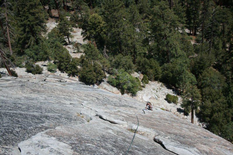 Agina coming up the 3rd pitch another beautiful crack. The Tree Route on Dome Rock. 8-22-10