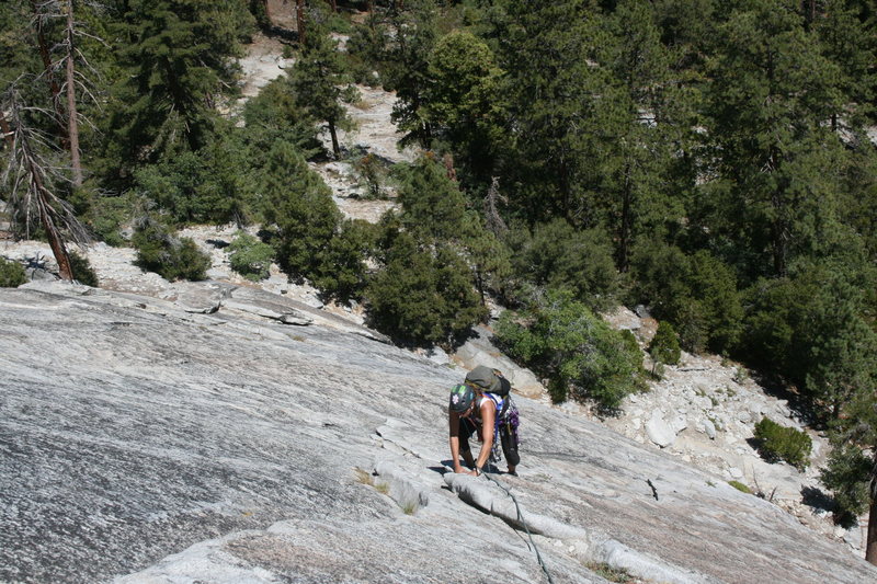 Agina coming up the 3rd pitch another beautiful crack. The Tree Route on Dome Rock. 8-22-10