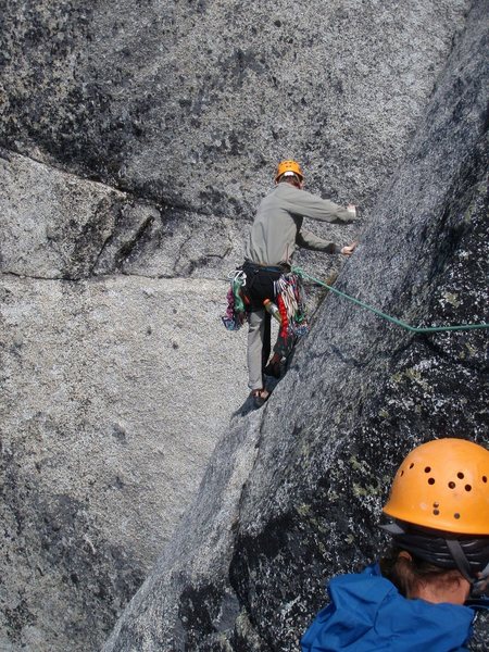 Ledge traverse to start pitch 5