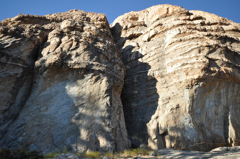 From directly below the face, the south face of the formation of The Rectory is even more fantastic than from afar.