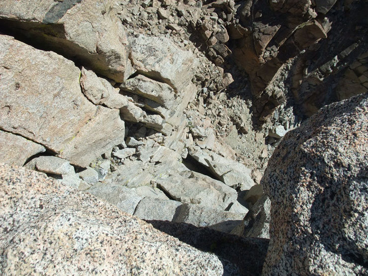 some of the easier climbing common on the route