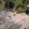 Peter Baumeister and Lucas Laeser on the second pitch of Subiendo El Arcoiris