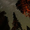 Campfire and star trails.<br>
photo by S. Giffin