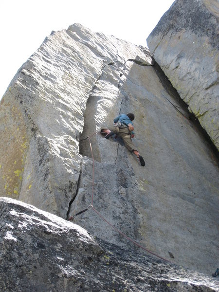 Launching into the most sustained part of the route. He mopped it up clean!