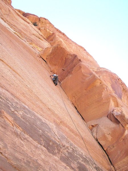 Lance preparing to leap right to quite good holds