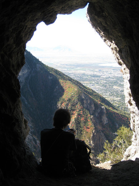 The cave/mine at the base of pitch 12 is a great place to have lunch in the shade.
