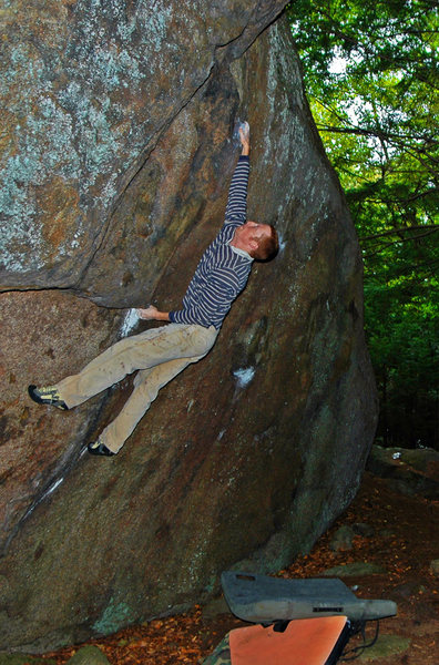 Justin Guarino on the dyno. The jug his right hand is on is now gone, as I have just ripped it off...