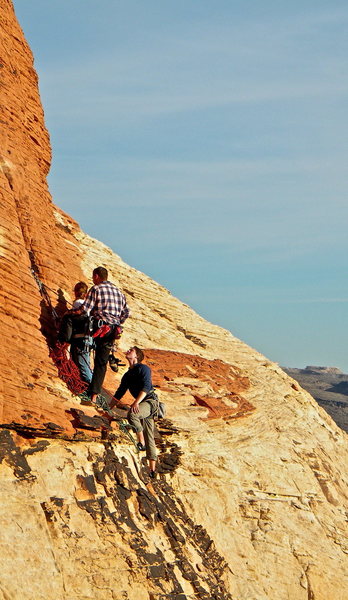 Joining the group at the belay!