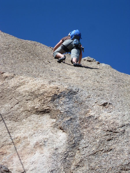 The true technical crux--smears for the feet and nothing for the hands.