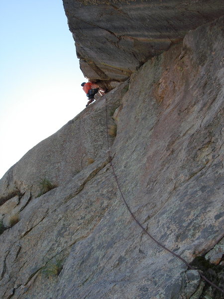Charles pulling through the roof handcrack (wait a roof hand crack in the Catalinas???!?!!) Really fun climbing on this pitch