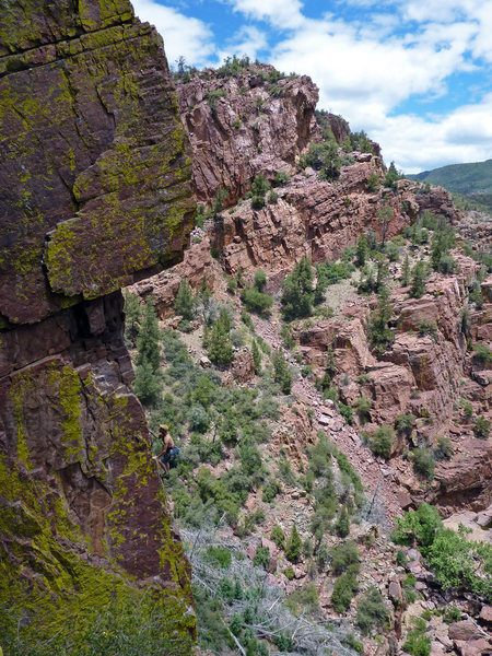 David Bloom about half-way up this classic Iso arete.