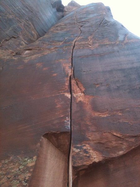 Unknown 5.11 at the Petrified Hornet Wall, Indian Creek, Utah.