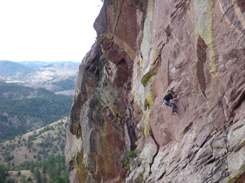 Ben getting into the first crux on the way to a solid onsight.