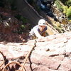 Stan Lanzano topping out on pitch 1.