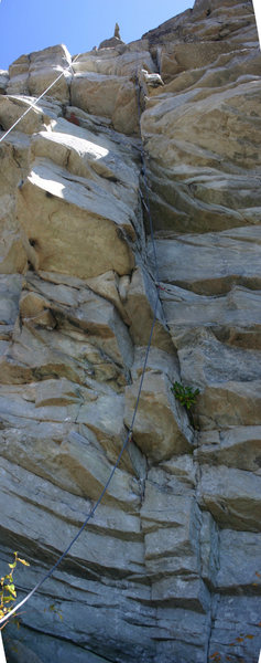 Slightly foreshortened view of the line for "Walk The Plank" from the start. Rope on left coming from the Lost at Sea anchors.