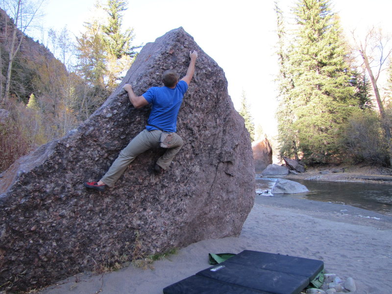 Gabe sending the traverse.