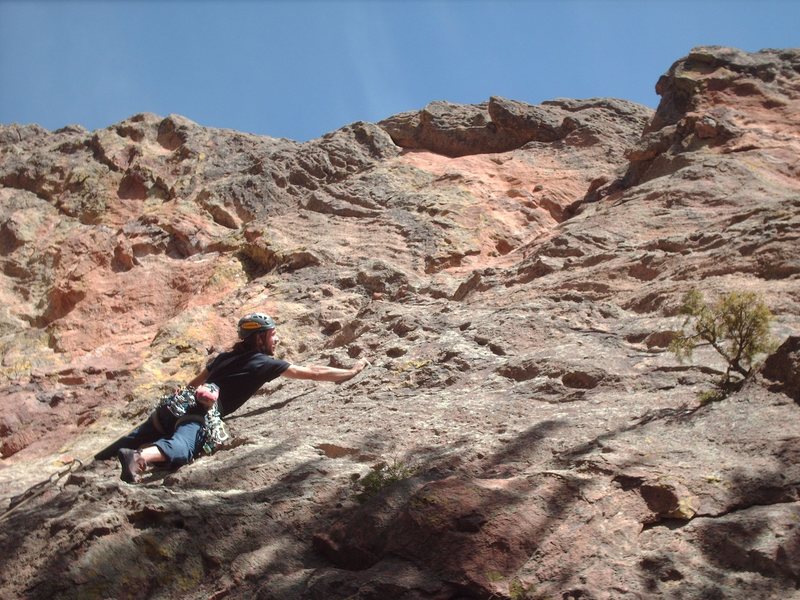 Neil on the first ascent of Eggstreme.