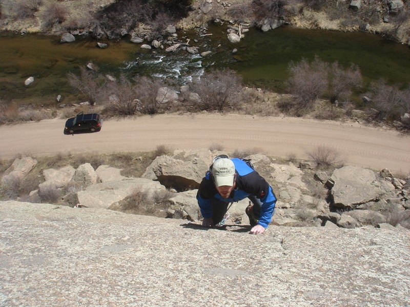 Chris on the upper section of Happy Trails.