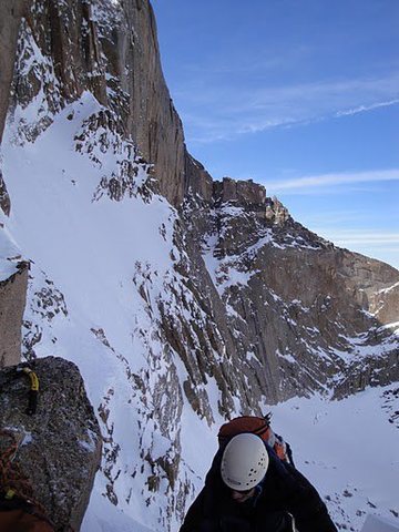 On Broadway on a attempt of a winter ascent of the Notch Couloir.