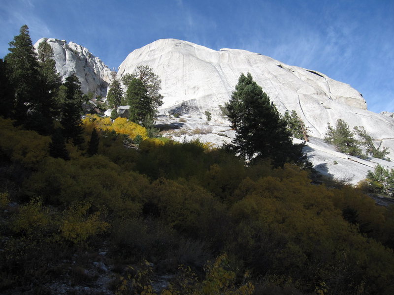 Candlelight Buttress (~400 feet tall). The tree colors were all changing.