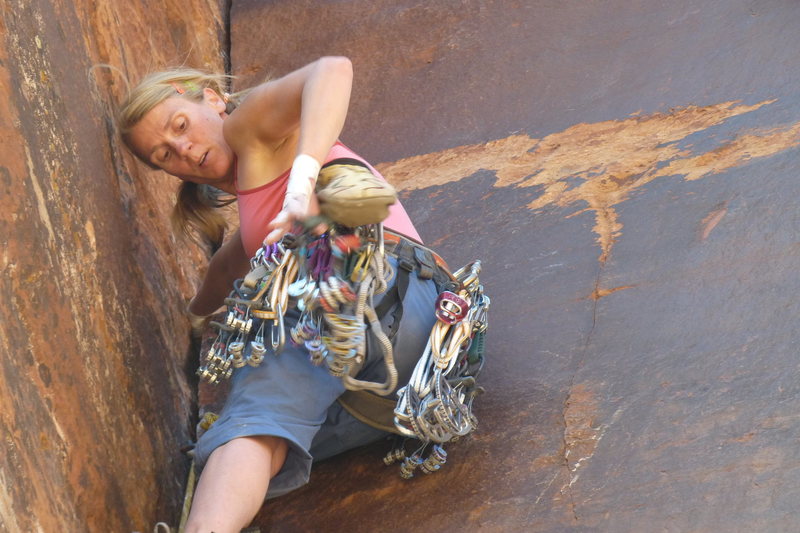 In the thinner steep section