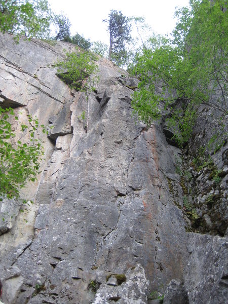Looking up the route from the ground