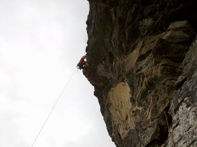 The steep section of the last pitch