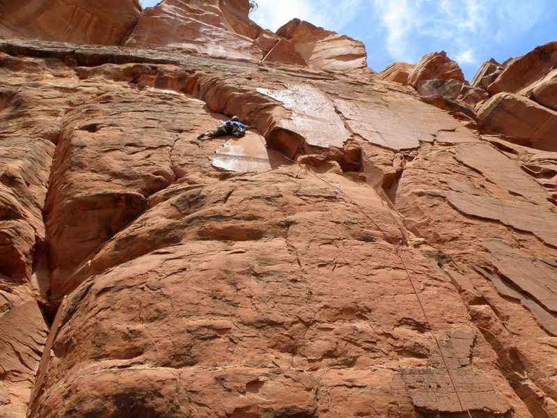 Heather Hayes on a tricky section of pitch 1.