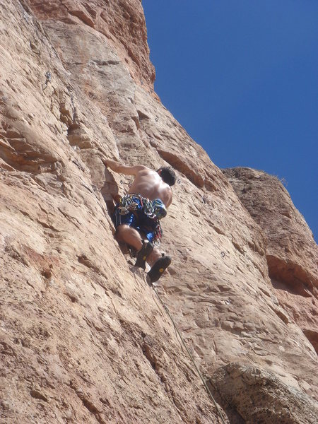 Christian leading Oscar on gear.