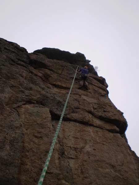 Somewhere just above the crux.