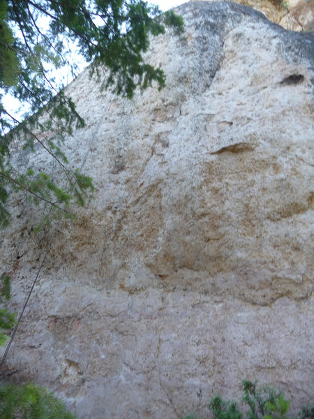 the only climb on the wall follows a shallow crack system