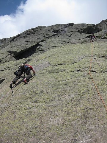 Pitch one. Climber (me) in the left start with another climber at the top of the right start.