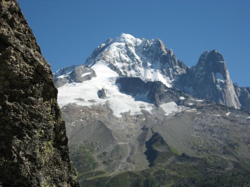 View from the base of the "aiguillette." The Aiguille Verte and the Drus are in the background.