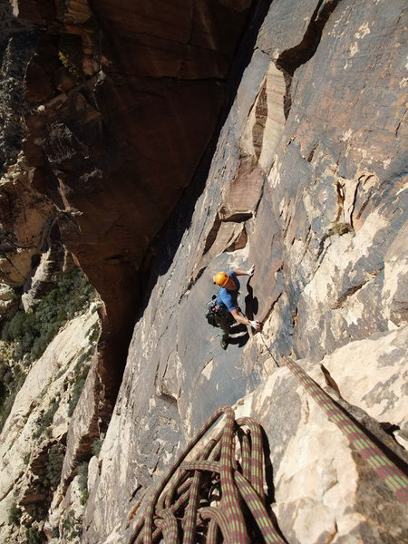 Dow nearing the P3 belay