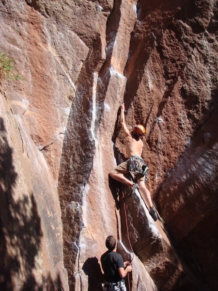 Kurt placing crux gear, small TCU.