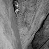Sylvie on one of her first trad leads. Photo: Chris Drover