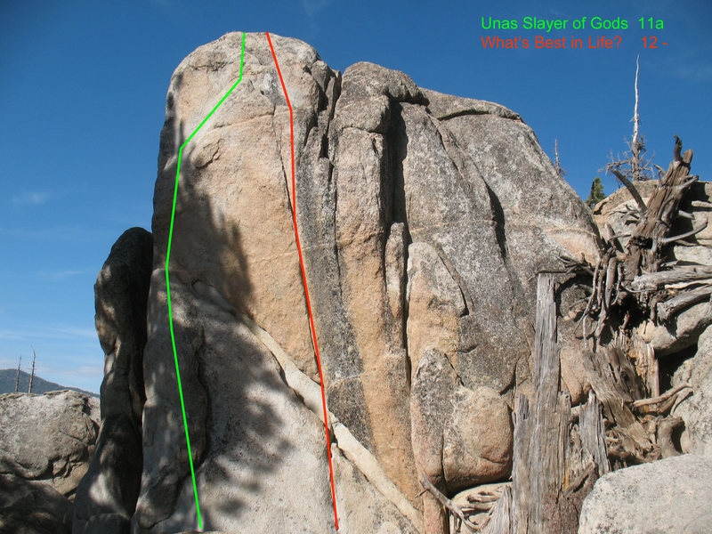 Unas climbs the green line in this photo. Photo by C. Miller.