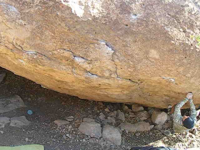 Me on the starting holds of Blissium (V9).