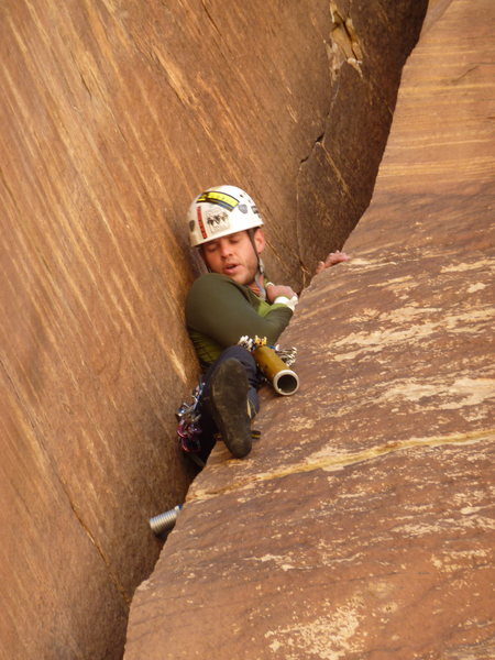Chrysler Crack lead<br>
Photo by Ujahn Davisson<br>
Excellent belay by Bill Coe