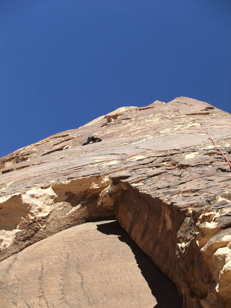 John near the thin P2 crux