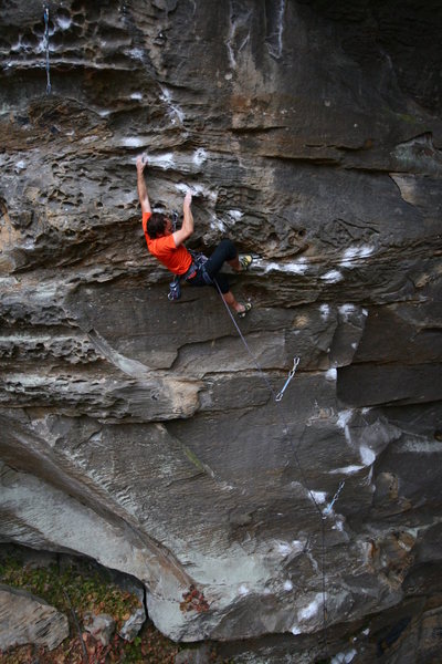 Mark finishing the "slabby" opening moves on Kaleidoscope.