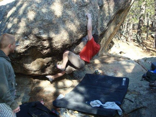 In the middle of the problem. Notice the toe hook for the right foot.