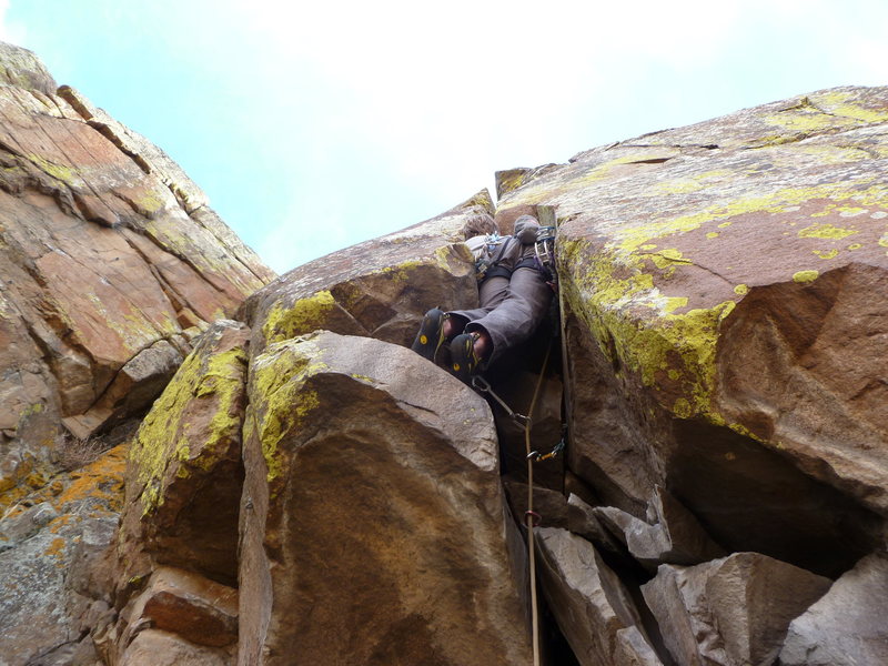 Stuffed into the crack.