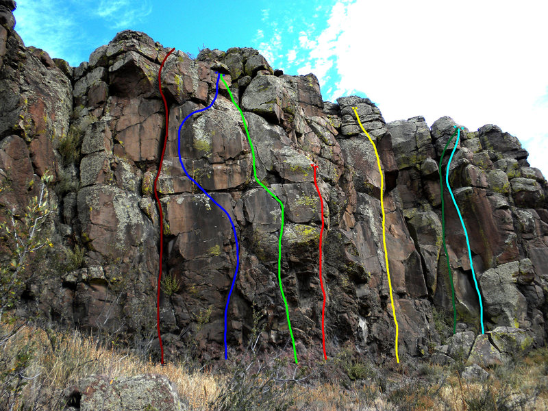 Maroon - Unknown.<br>
Blue - The Perfect 10.<br>
Light Green - Not.<br>
Red - Risk of Injection.<br>
Yellow - This Bolt's For You.<br>
Forest - Mettle Detector.<br>
Light Blue - Hand Crack.