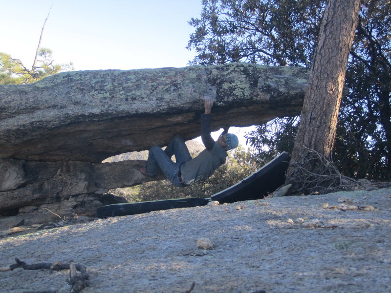 Lowballin' - problem starts on chalked hold a little above my feet in this photo.